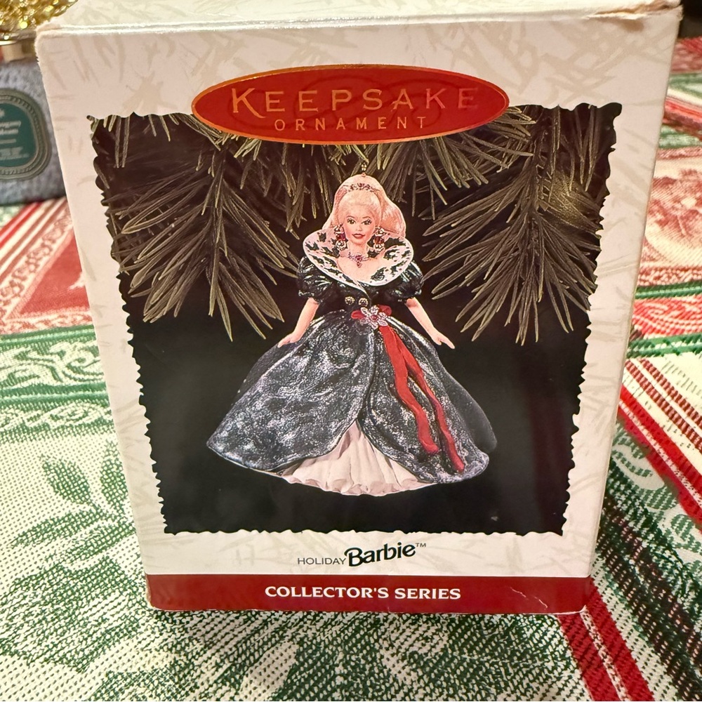 Hallmark Holiday 1995 Barbie Handcrafted Ornament with Red and White Accents